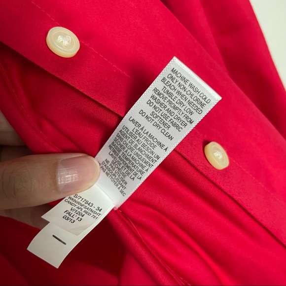 NWOT Banana Republic Red Fitted Dress Shirt Petite - Picture 5 of 6